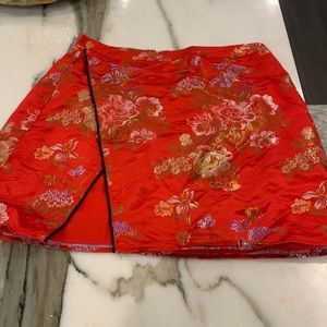 Asian Floral Print Mini Y2K Skirt-Sz M